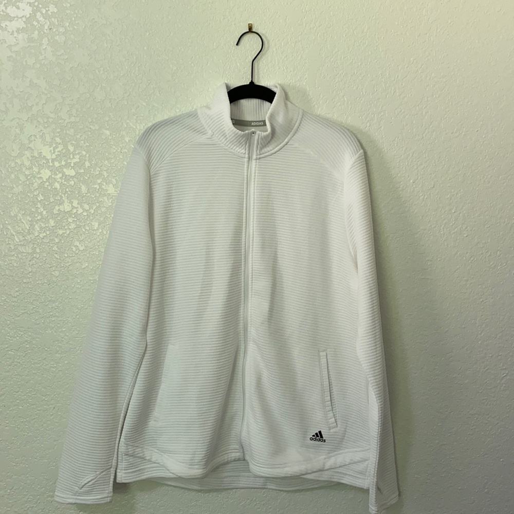 White ribbed zip up jacket